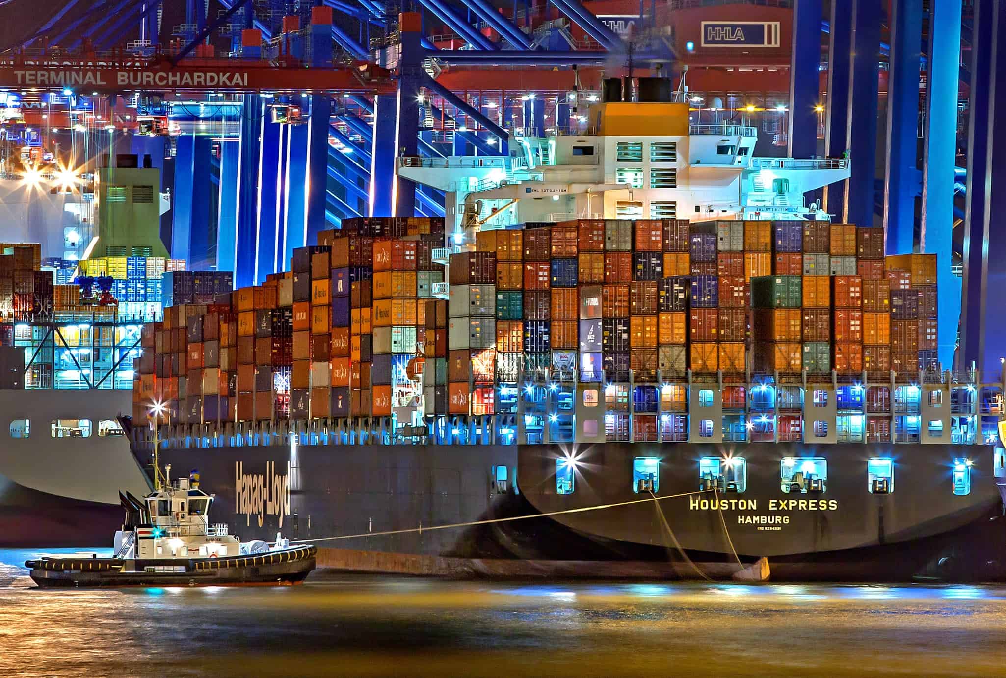 A huge container ship