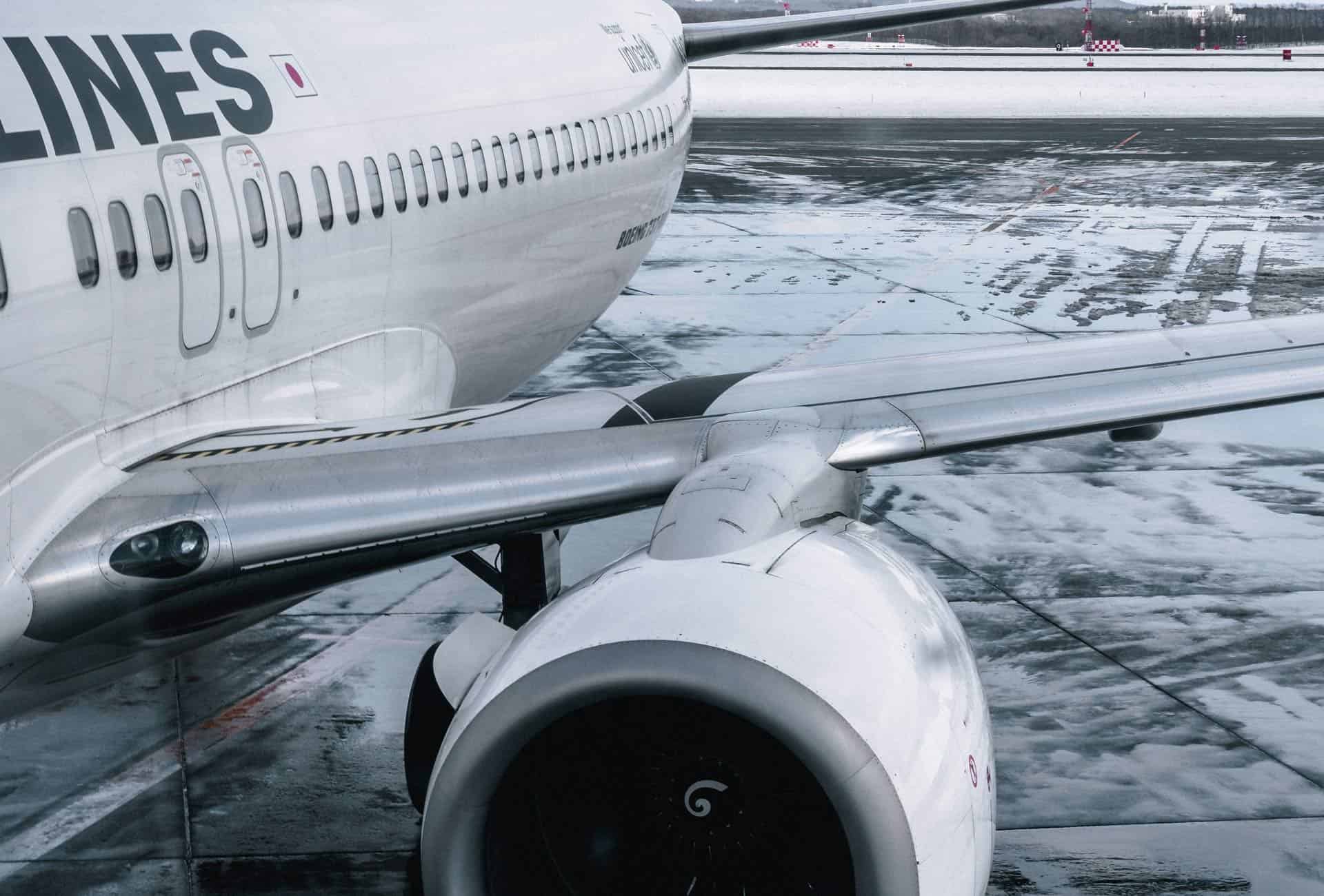 The leading edge of an aircraft wing